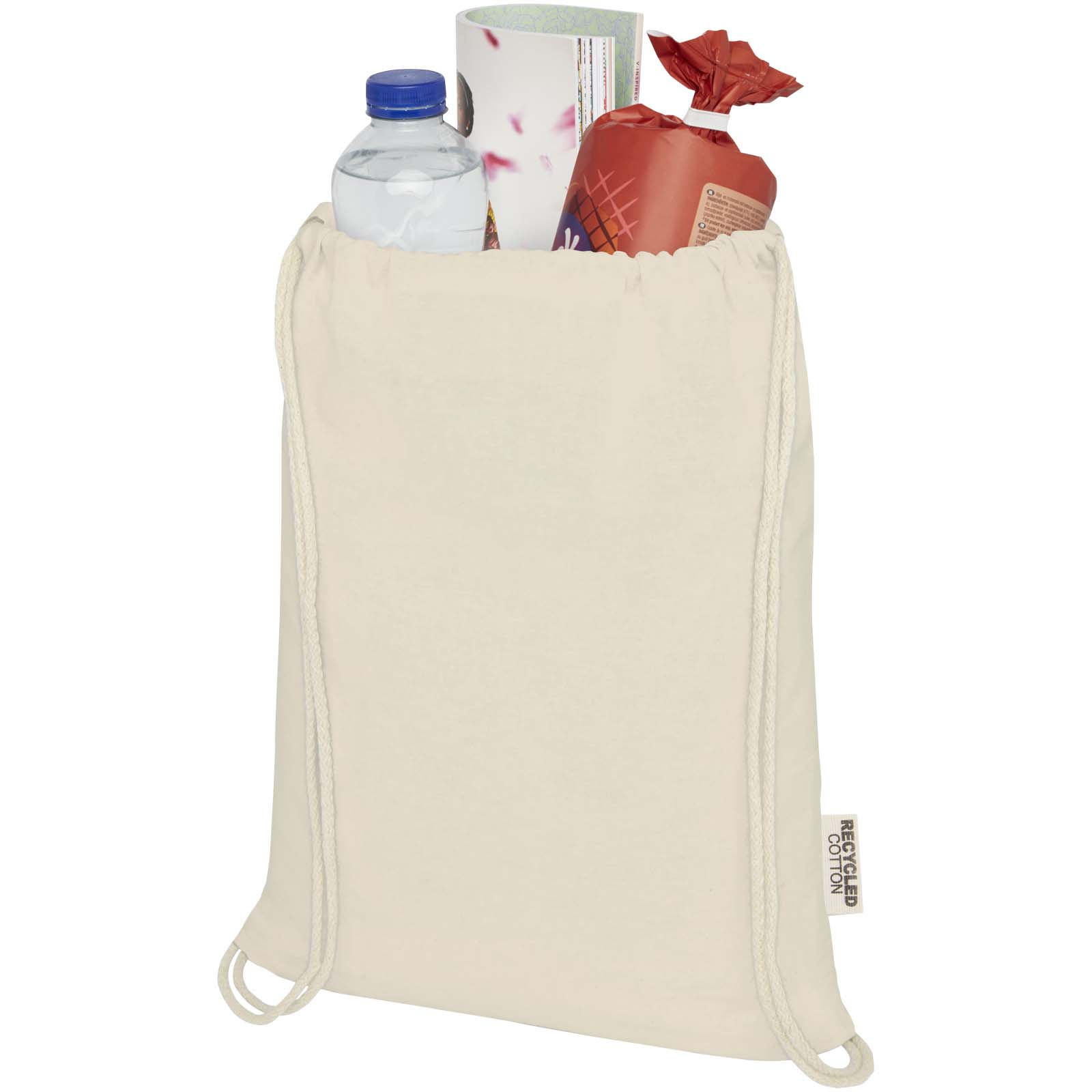 Bolsa con cordón de algodón reciclado GRS de 140 g/m² Oregon