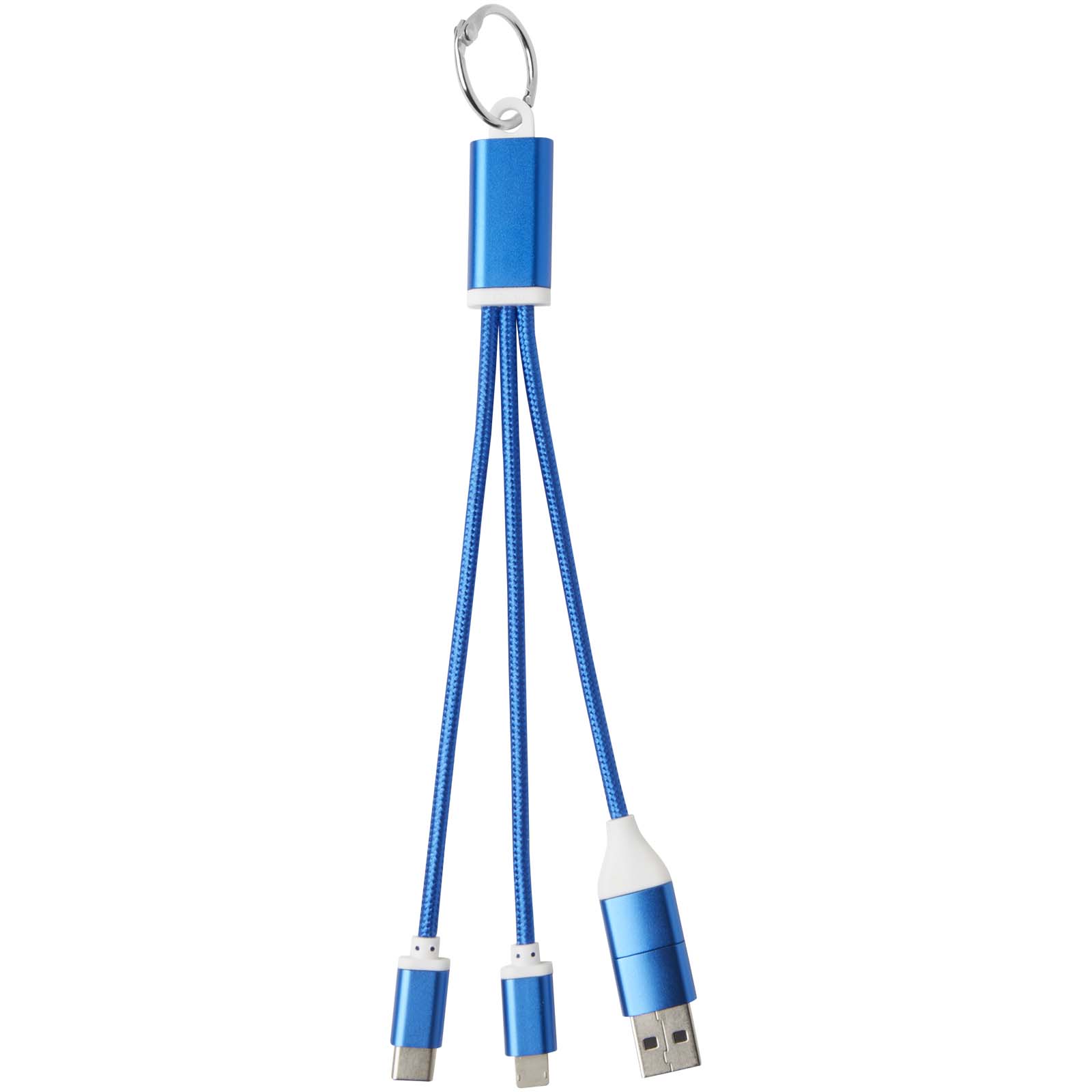 Cable de carga 4 en 1 de aluminio reciclado con llavero Metal