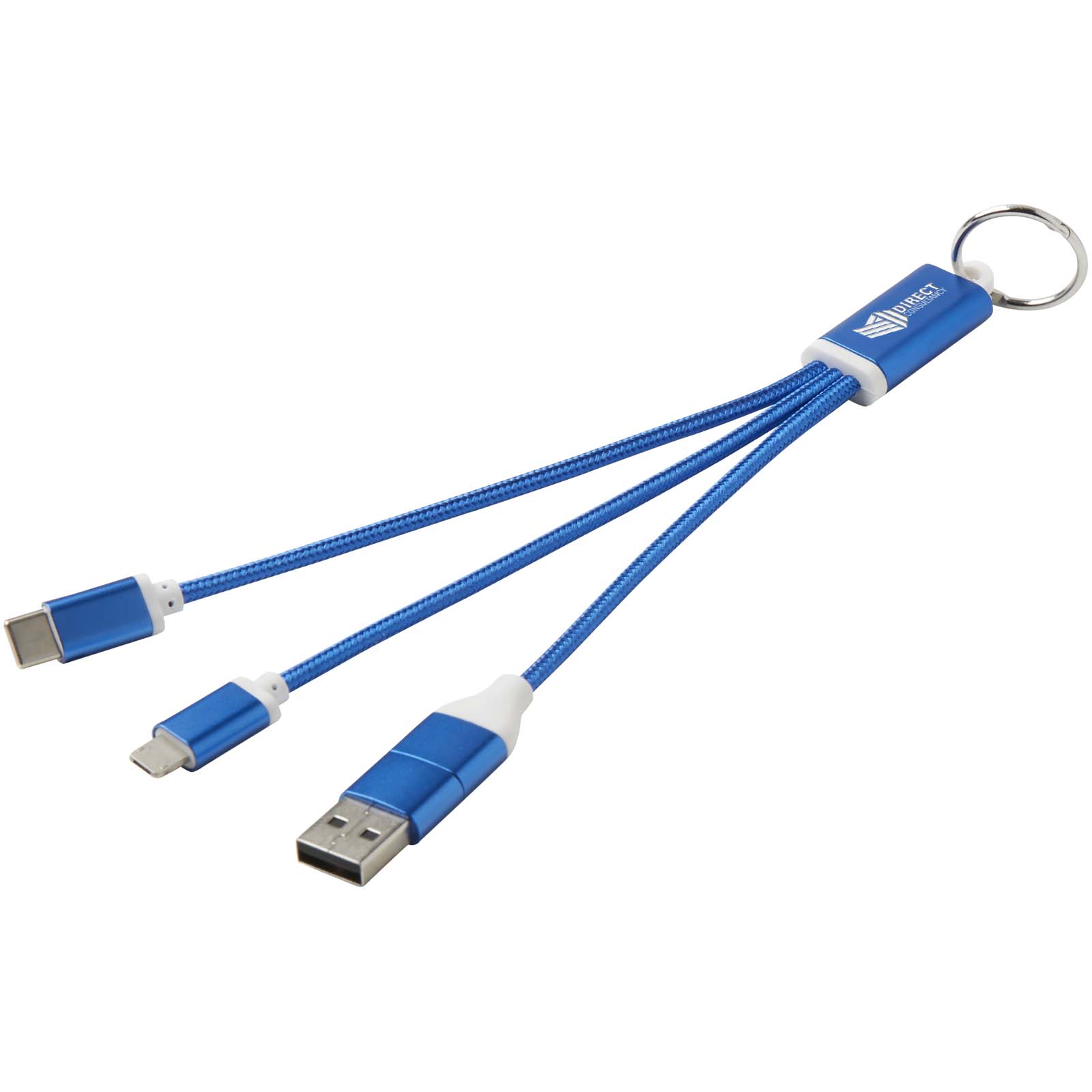 Cable de carga 4 en 1 de aluminio reciclado con llavero Metal