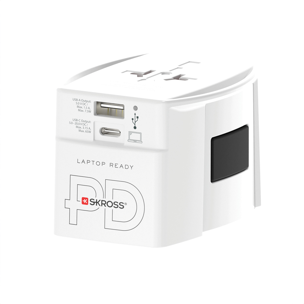 Adaptador de viaje mundial SKROSS MUV 65W PD con cable C USB