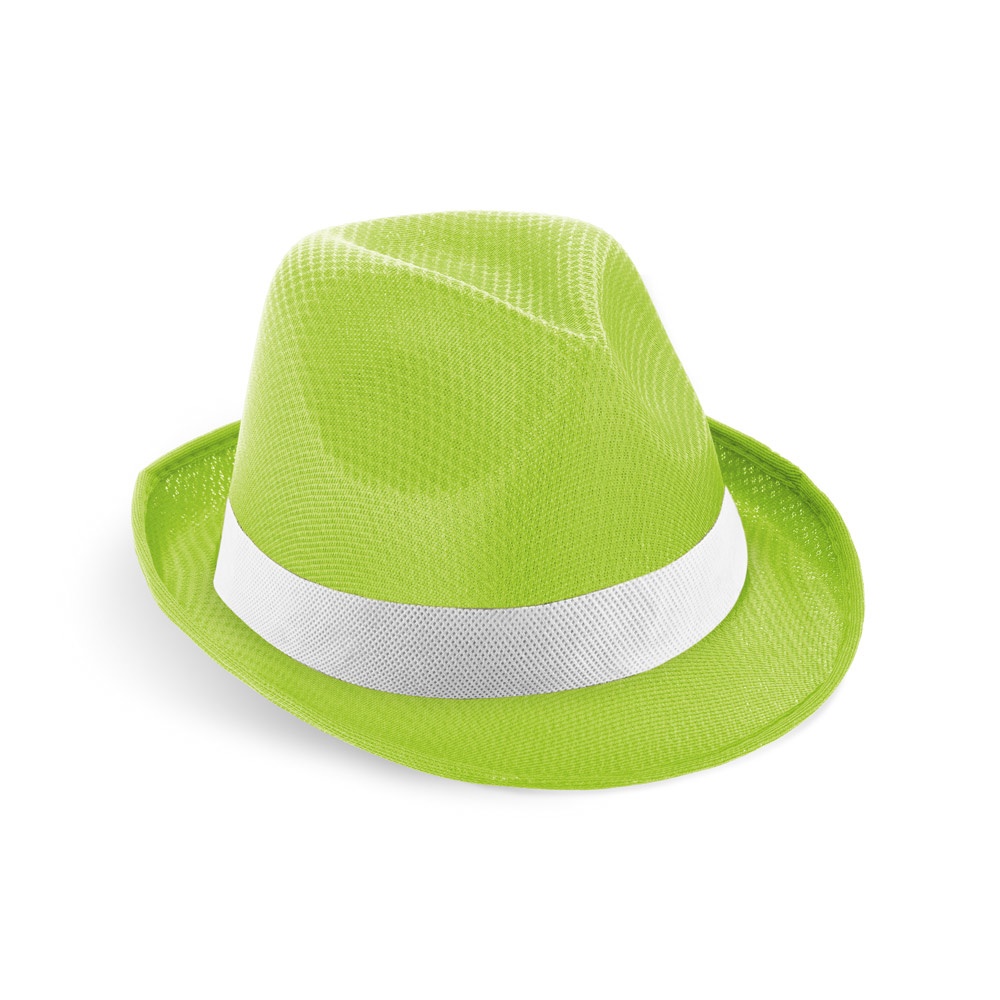 MANOLO POLI. Gorro en PP con cinta de poliéster blanca