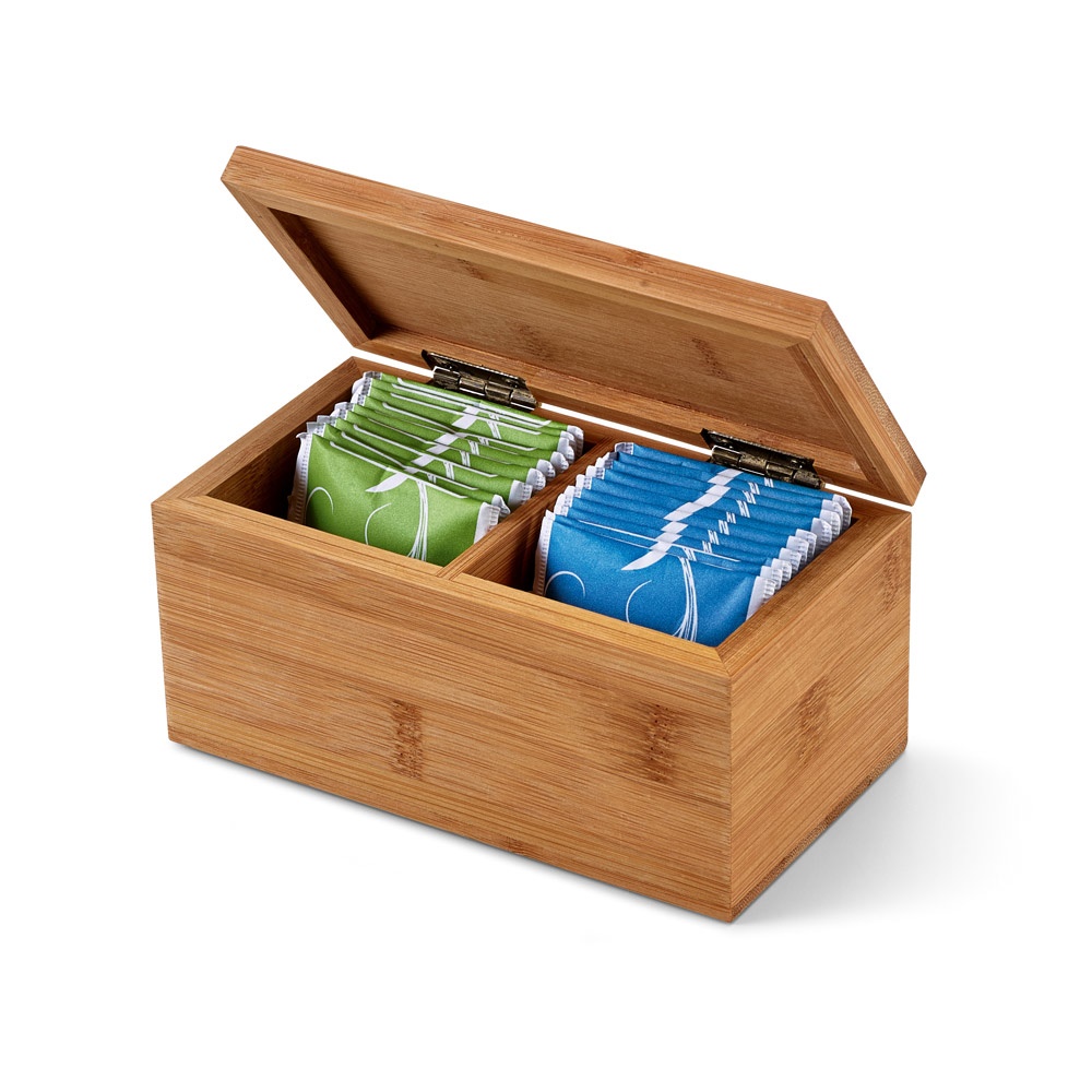 BURDOCK. Caja de té de bambú, con 2 compartimentos y cierre magnético