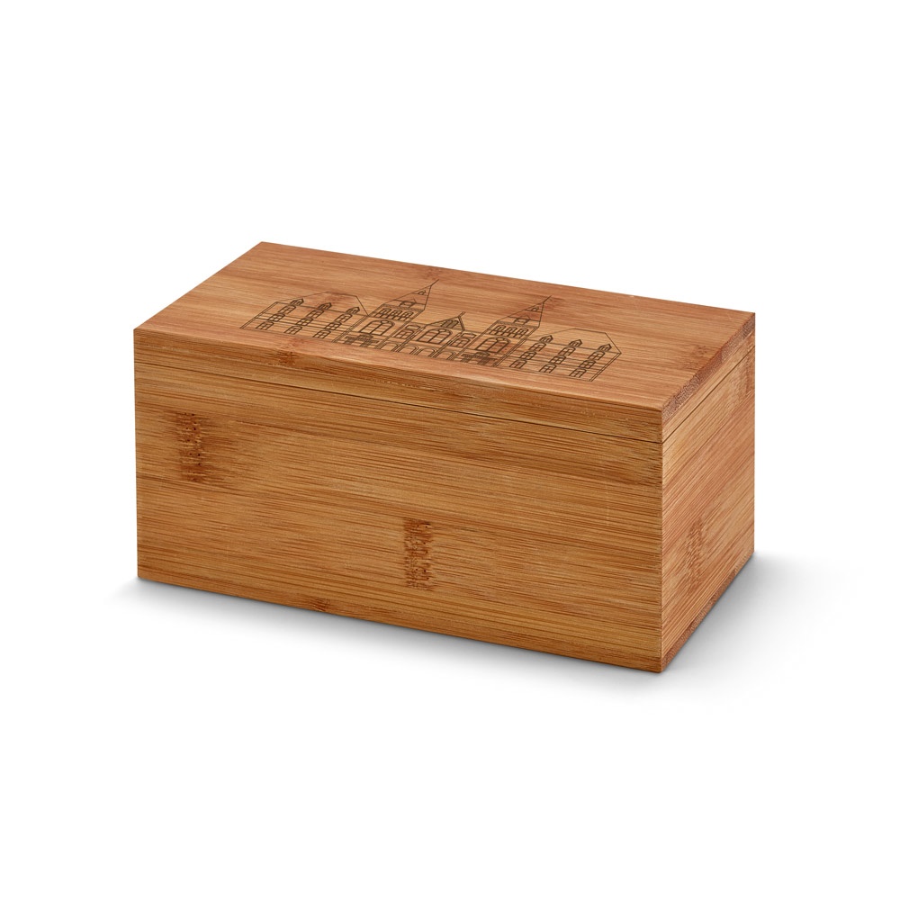 BURDOCK. Caja de té de bambú, con 2 compartimentos y cierre magnético