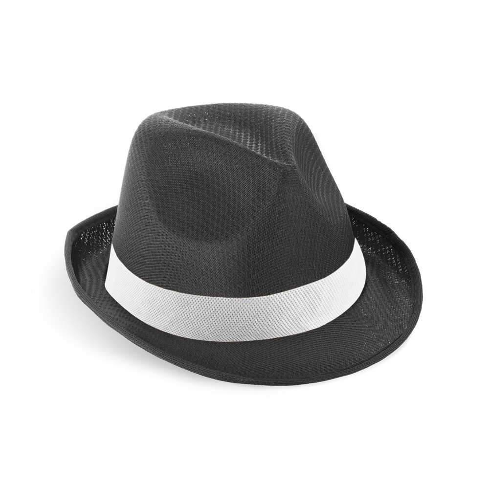 MANOLO POLI. Gorro en PP con cinta de poliéster blanca