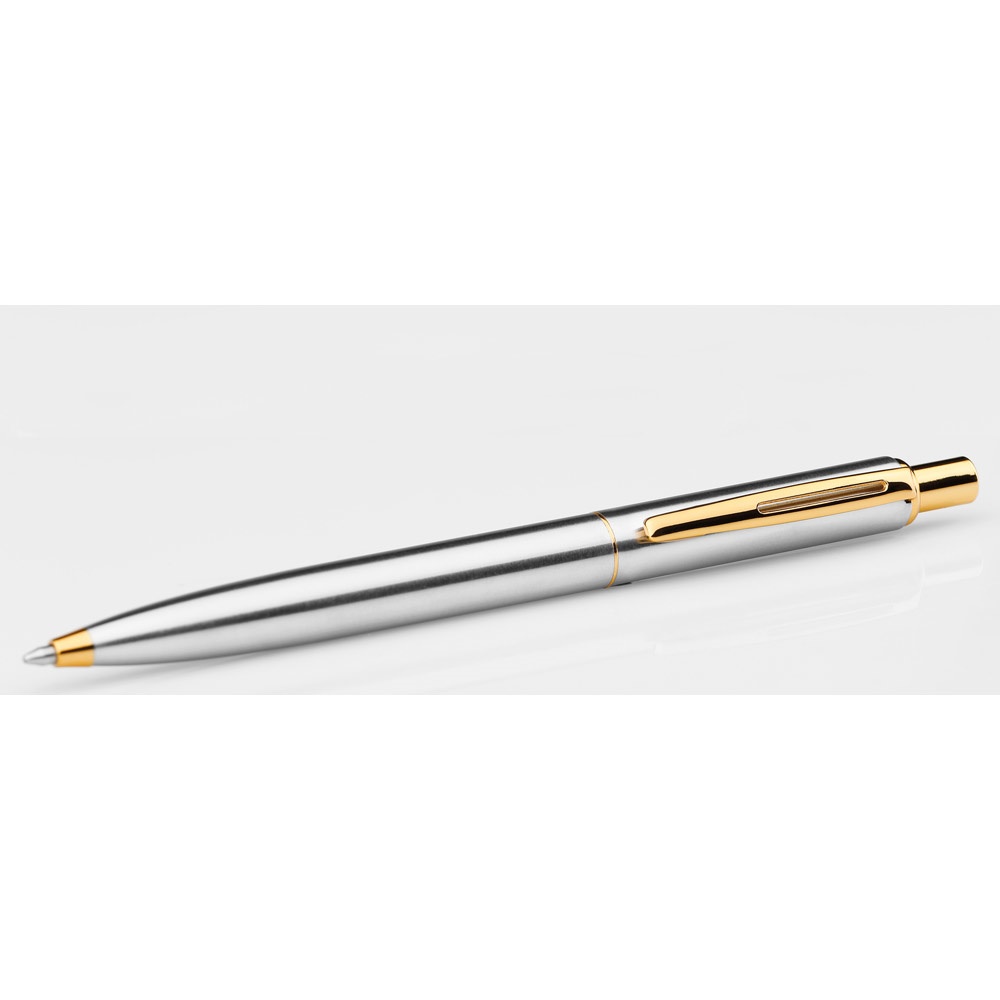 SILVERIO. Bolígrafo de acero inoxidable con cuerpo brillante y clip