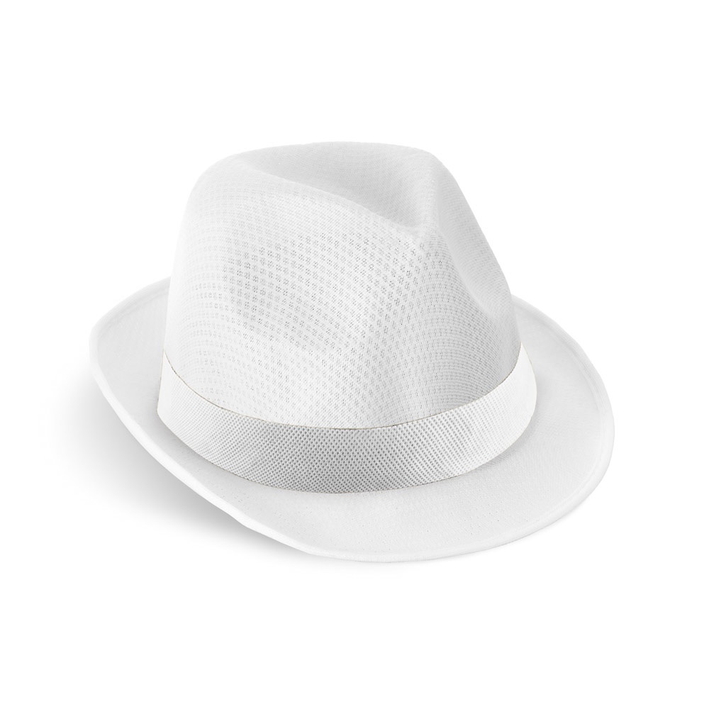 MANOLO POLI. Gorro en PP con cinta de poliéster blanca