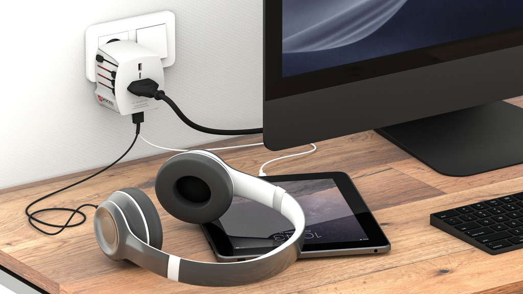 Adaptador de viaje mundial SKROSS USB MUV (1 USB C 1 USB A)
