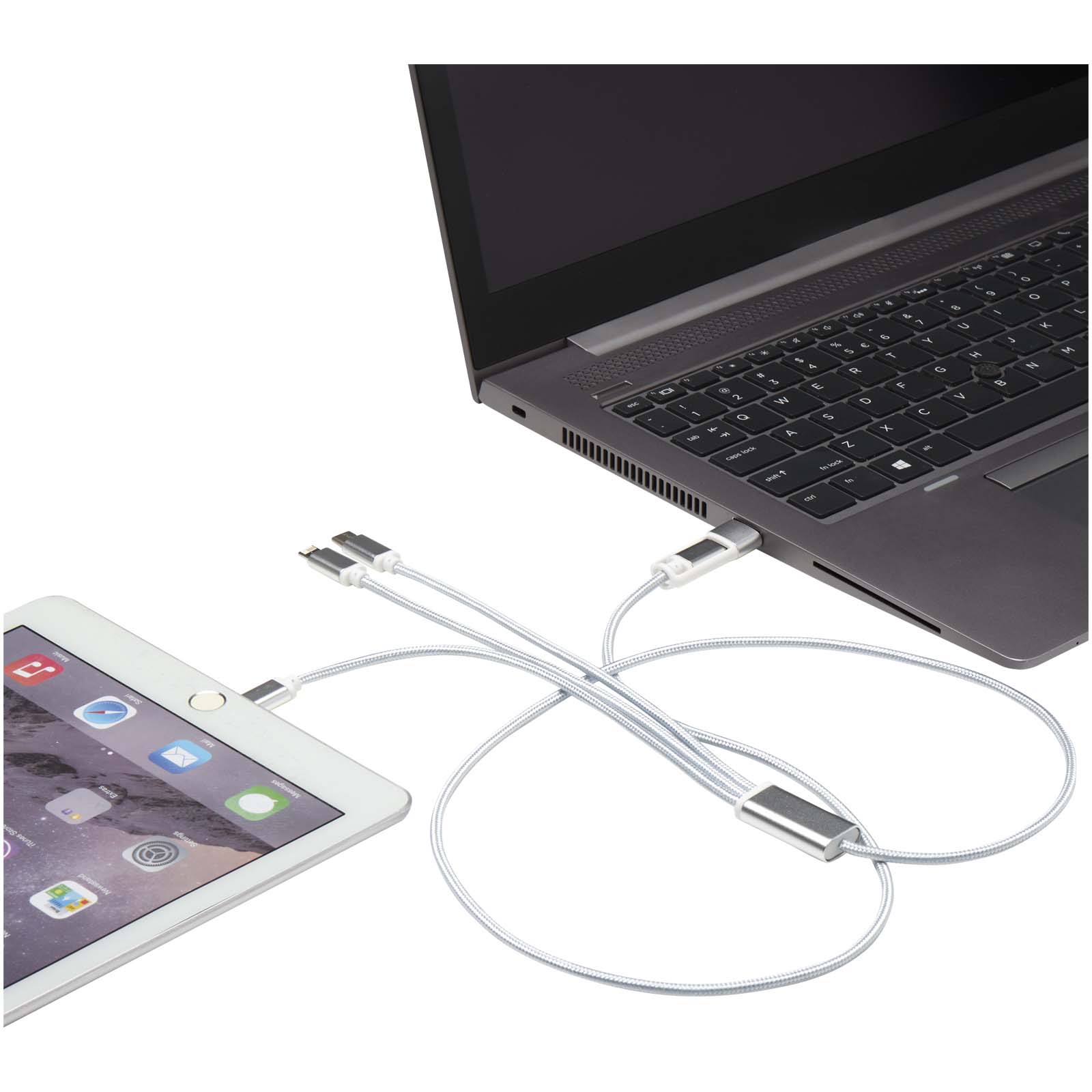 Cable de carga 5 en 1 de aluminio reciclado Versatile