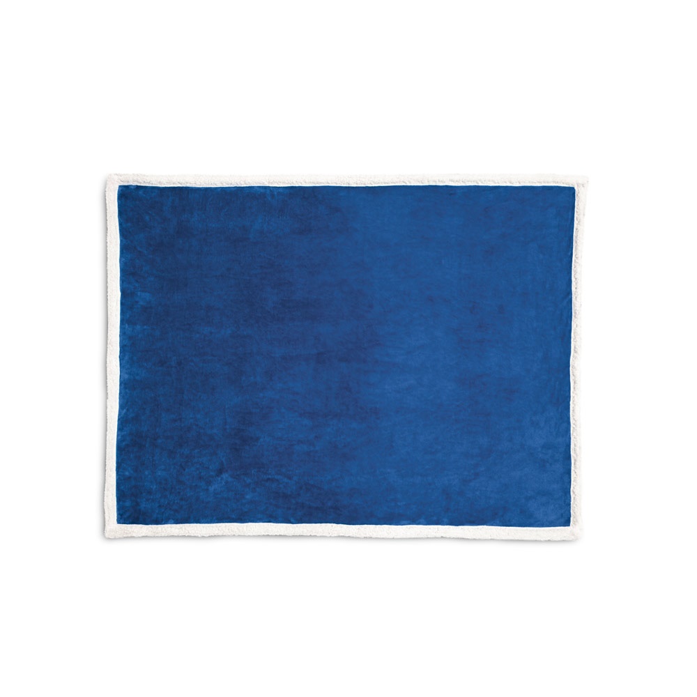 HEIDEN. Manta polar reversible (190 g/m²) con cinta de raso y tarjeta personalizada