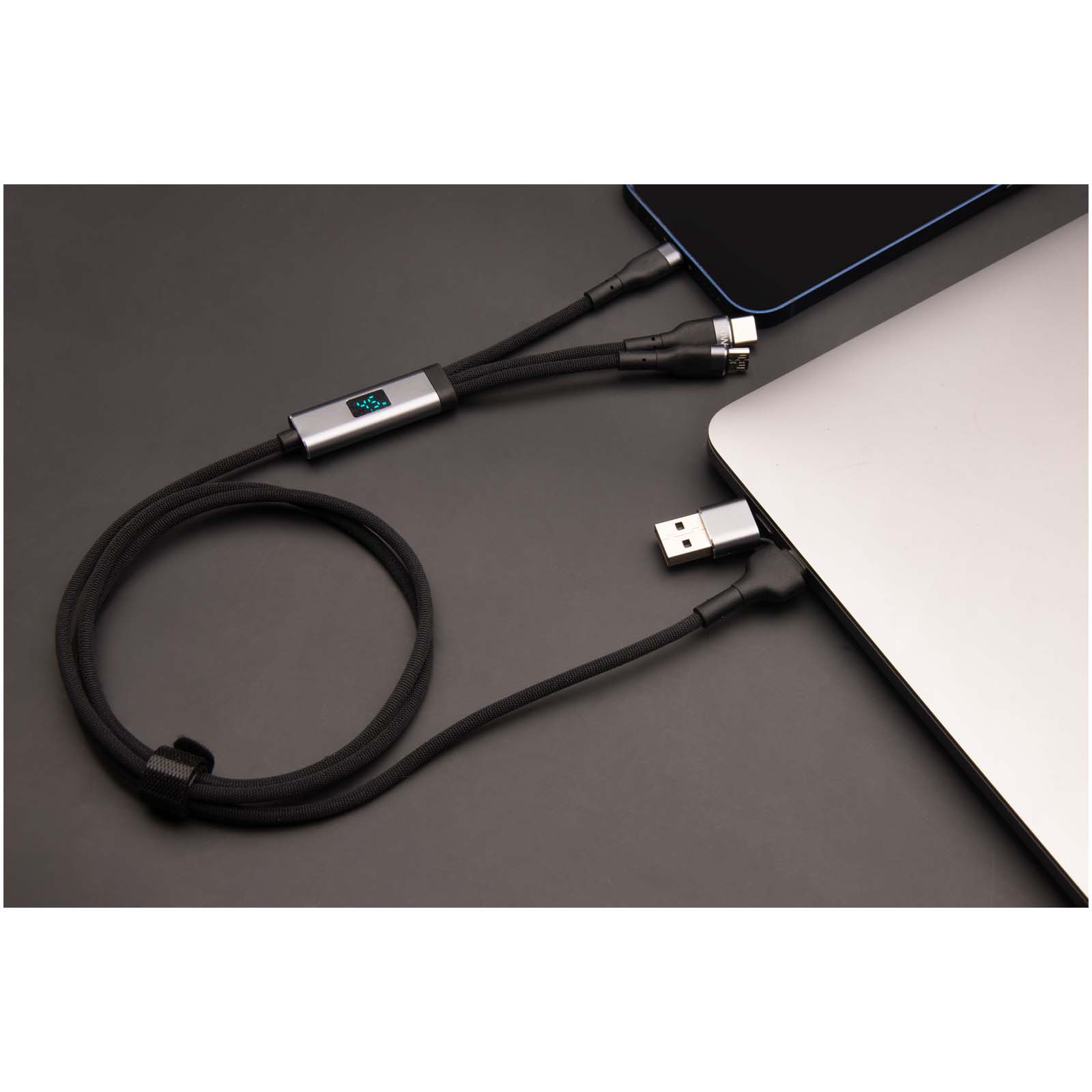 Cable de carga ultrarrápida de 100 W 5 en 1 de rPET SCX.design C53