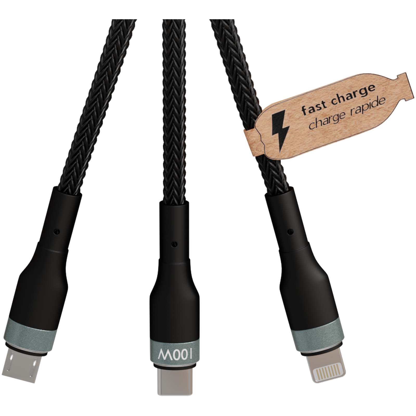 Cable de carga ultrarrápida de 100 W 5 en 1 de rPET SCX.design C53