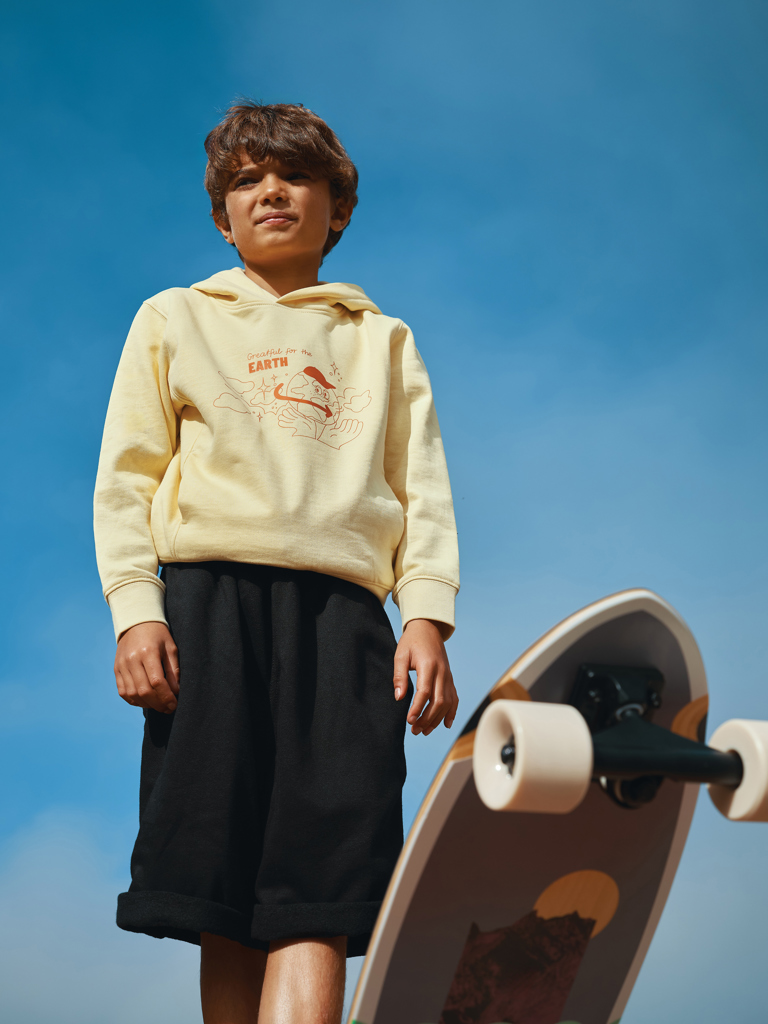 Sudadera Iqoniq Yengo capucha de algodón reciclado niños