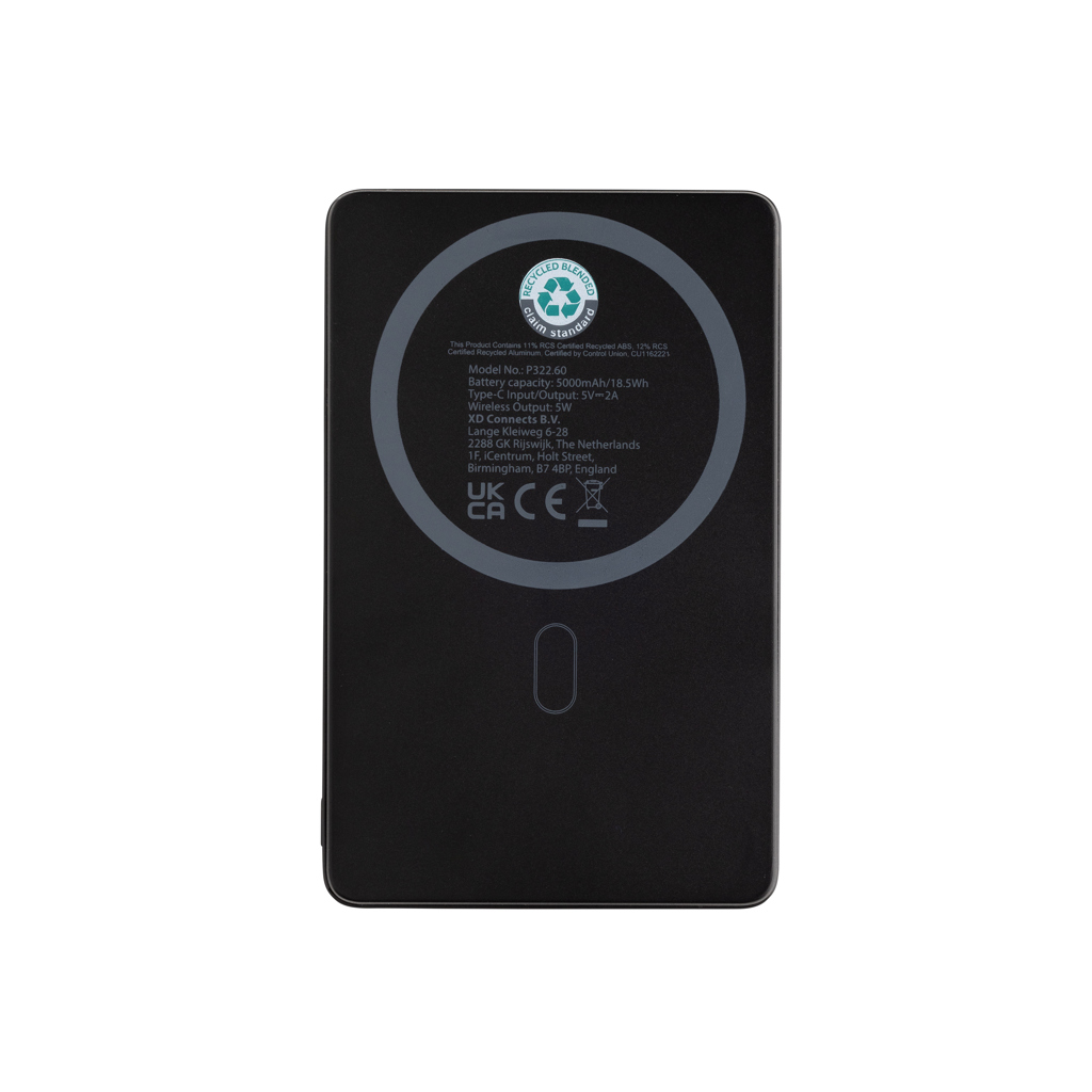 Powerbank Orion magnético 5000 mAh aluminio reciclado RCS