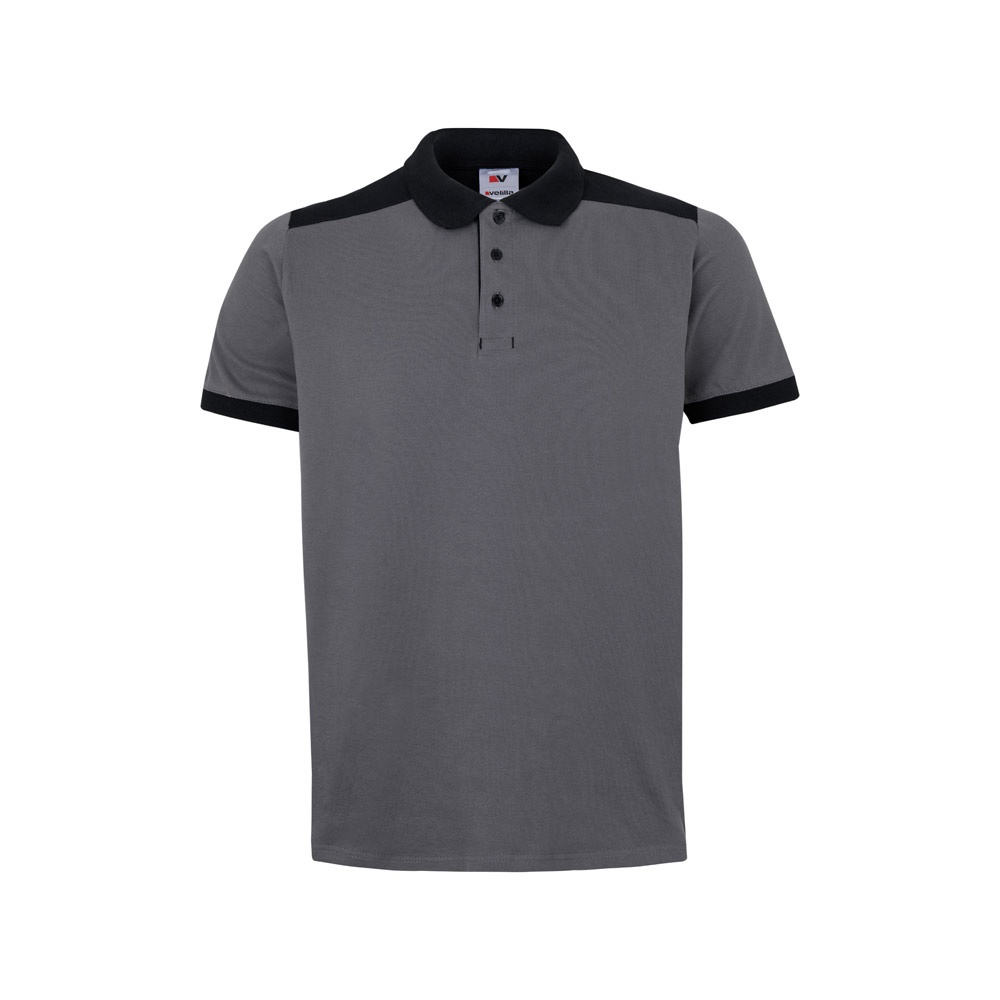 VL VELES. Polo de piqué elástico bicolor (200g/m²) con manga corta, en poliéster (96%) y elastano (4%)