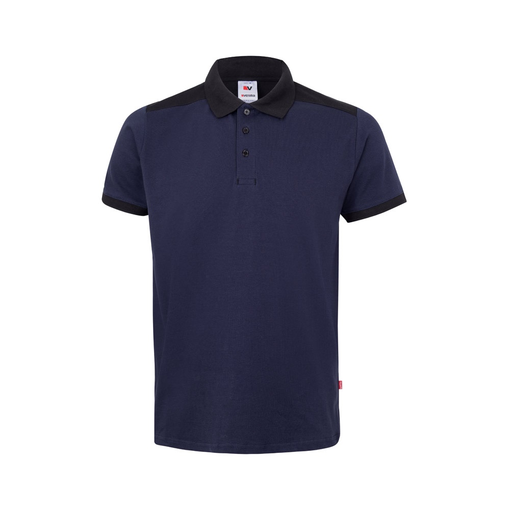 VL VELES. Polo de piqué elástico bicolor (200g/m²) con manga corta, en poliéster (96%) y elastano (4%)