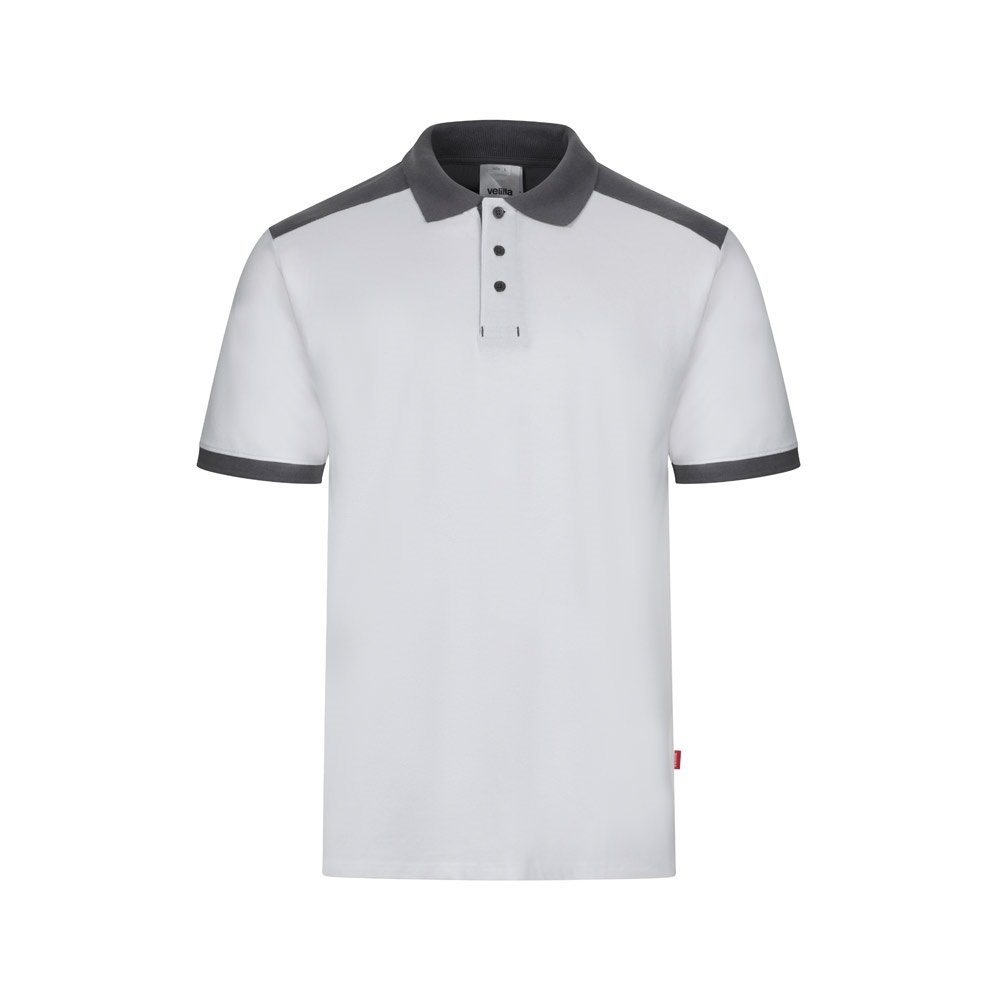 VL VELES. Polo de piqué elástico bicolor (200g/m²) con manga corta, en poliéster (96%) y elastano (4%)
