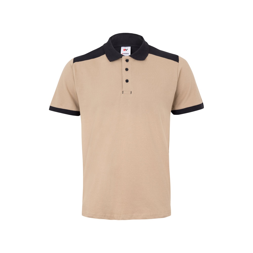 VL VELES. Polo de piqué elástico bicolor (200g/m²) con manga corta, en poliéster (96%) y elastano (4%)