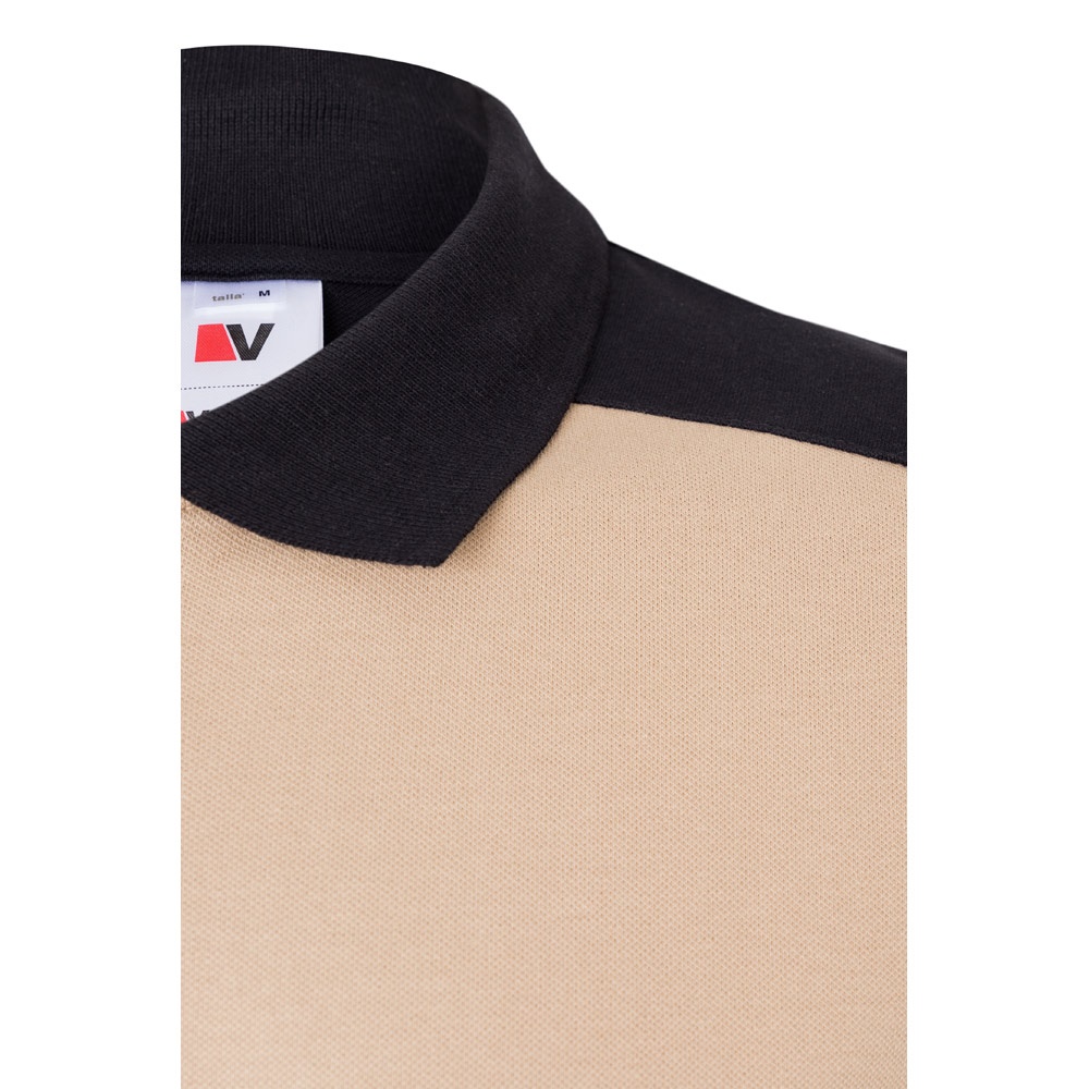 VL VELES. Polo de piqué elástico bicolor (200g/m²) con manga corta, en poliéster (96%) y elastano (4%)