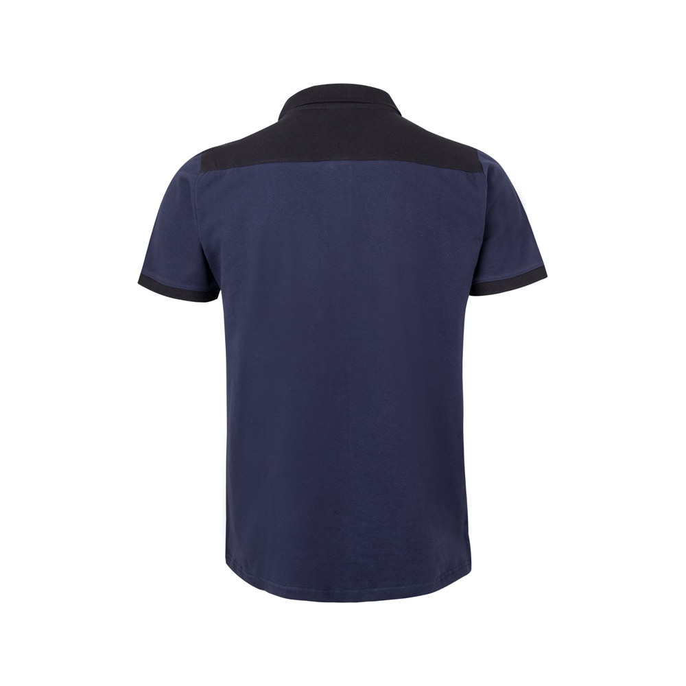 VL VELES. Polo de piqué elástico bicolor (200g/m²) con manga corta, en poliéster (96%) y elastano (4%)