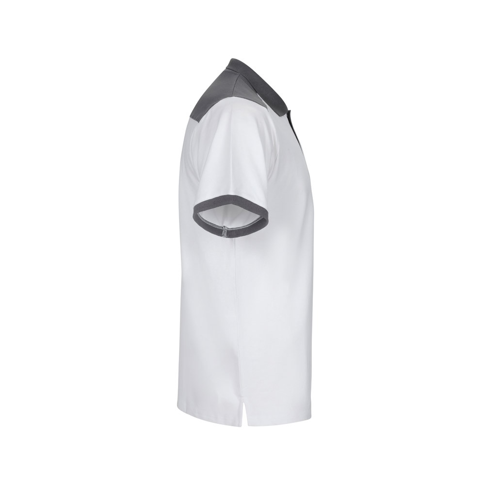 VL VELES. Polo de piqué elástico bicolor (200g/m²) con manga corta, en poliéster (96%) y elastano (4%)