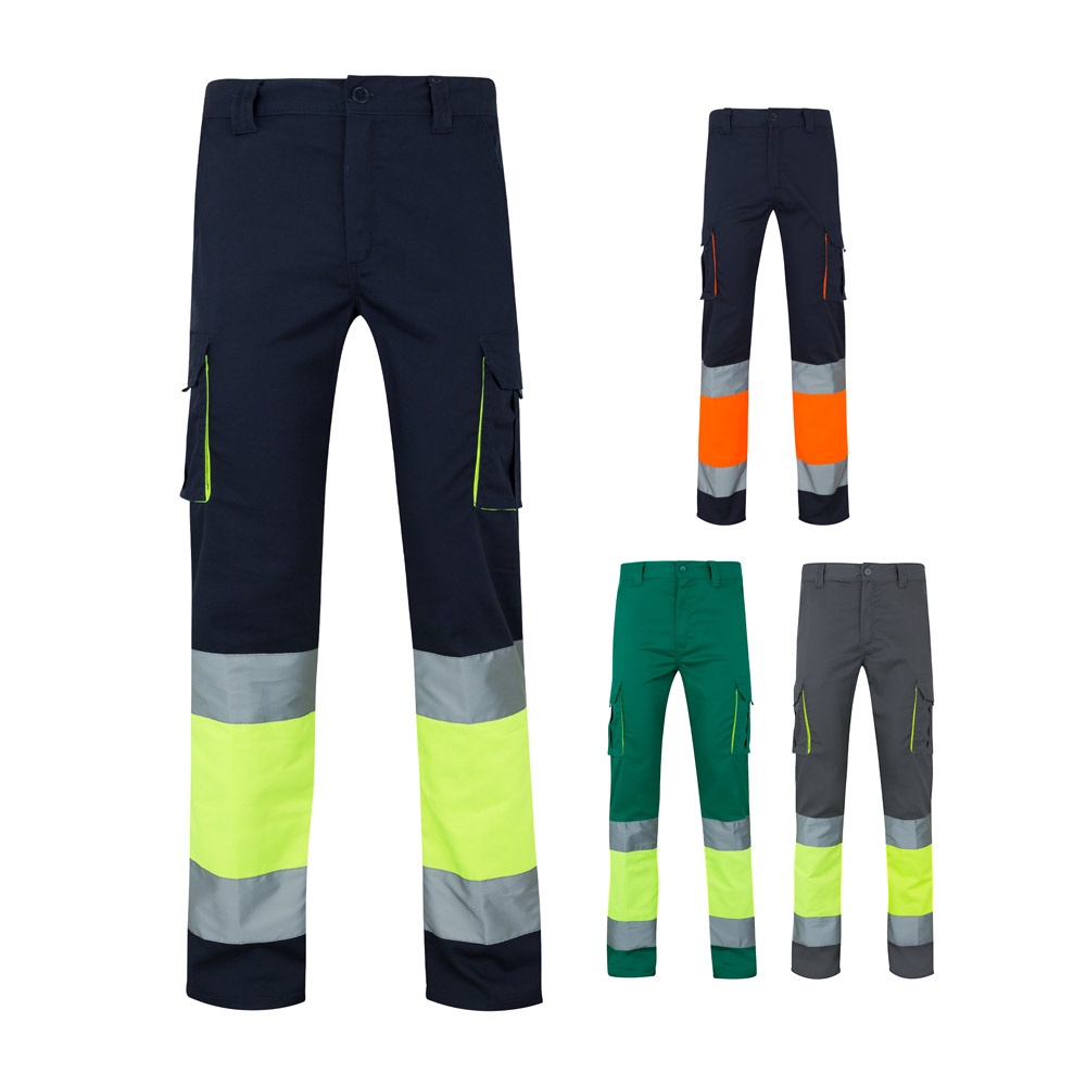 VL ZEUS LARGE. Pantalón elástico multibolsillos bicolor (240 g/m²), en algodón (46 %), EME (38 %) y poliéster (16 %)