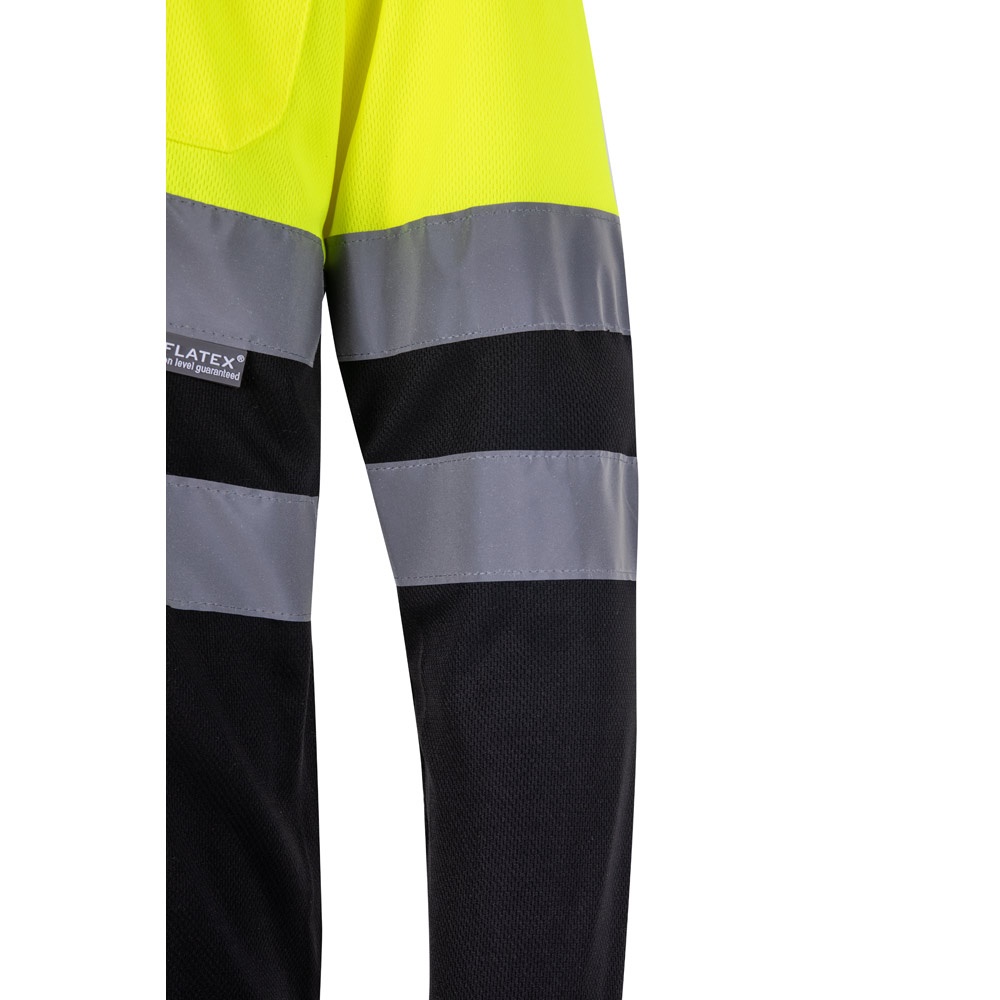 VL VULCAN. Polo bicolor ojo de pájaro (160g/m²) con manga larga, en poliéster (100%)