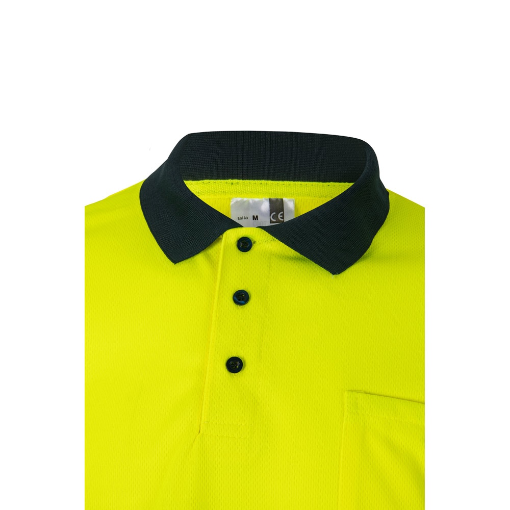 VL VULCAN. Polo bicolor ojo de pájaro (160g/m²) con manga larga, en poliéster (100%)