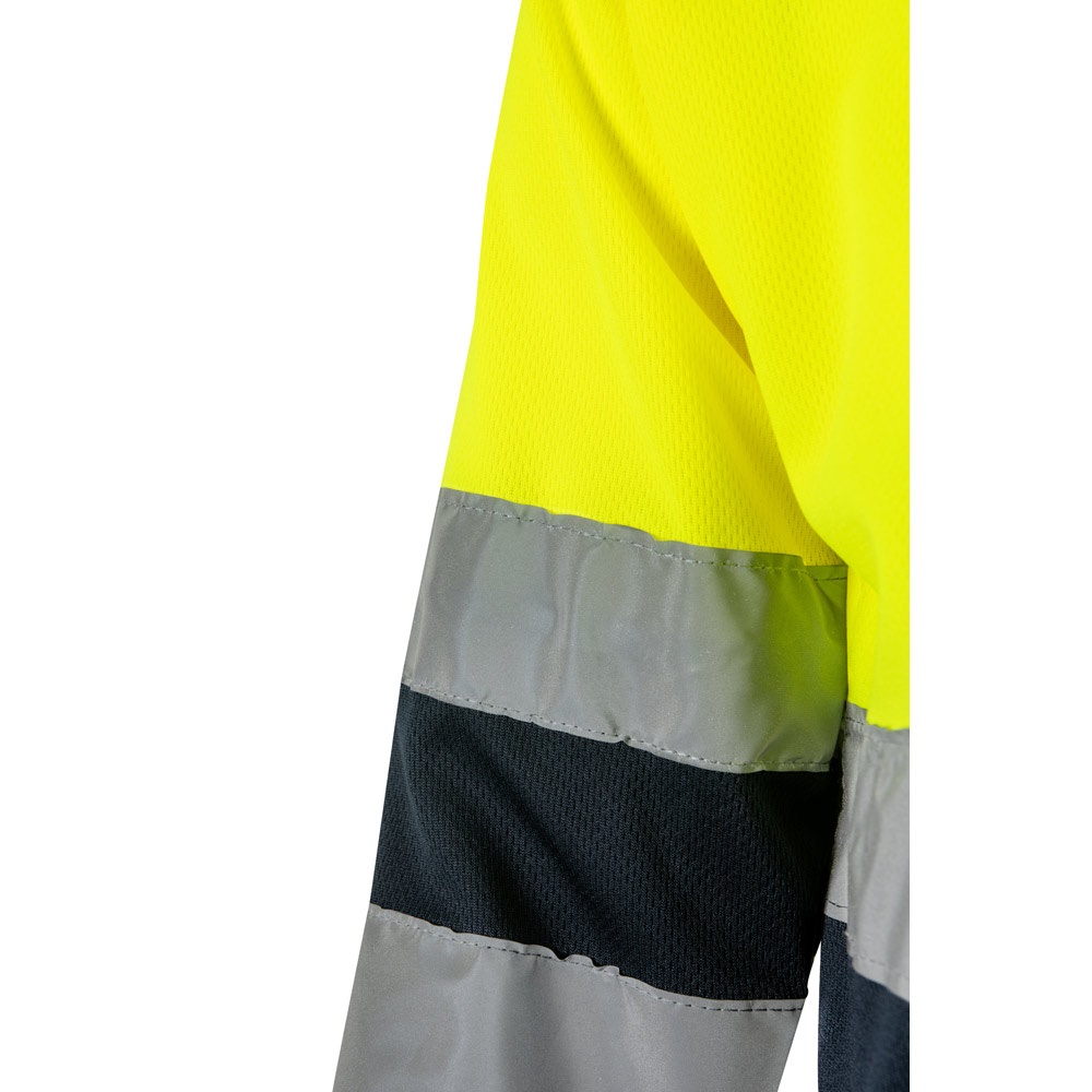 VL VULCAN. Polo bicolor ojo de pájaro (160g/m²) con manga larga, en poliéster (100%)