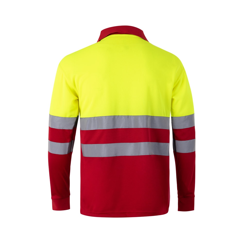 VL VULCAN. Polo bicolor ojo de pájaro (160g/m²) con manga larga, en poliéster (100%)