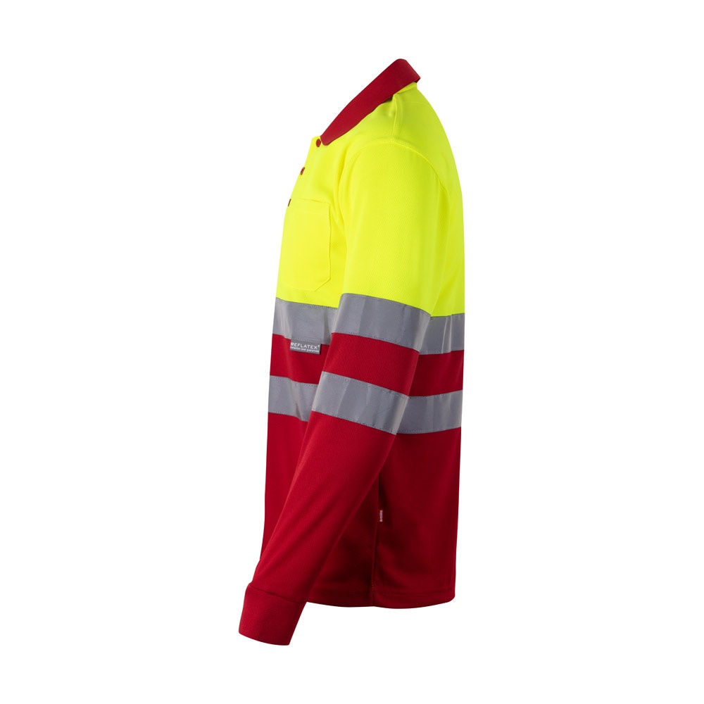 VL VULCAN. Polo bicolor ojo de pájaro (160g/m²) con manga larga, en poliéster (100%)