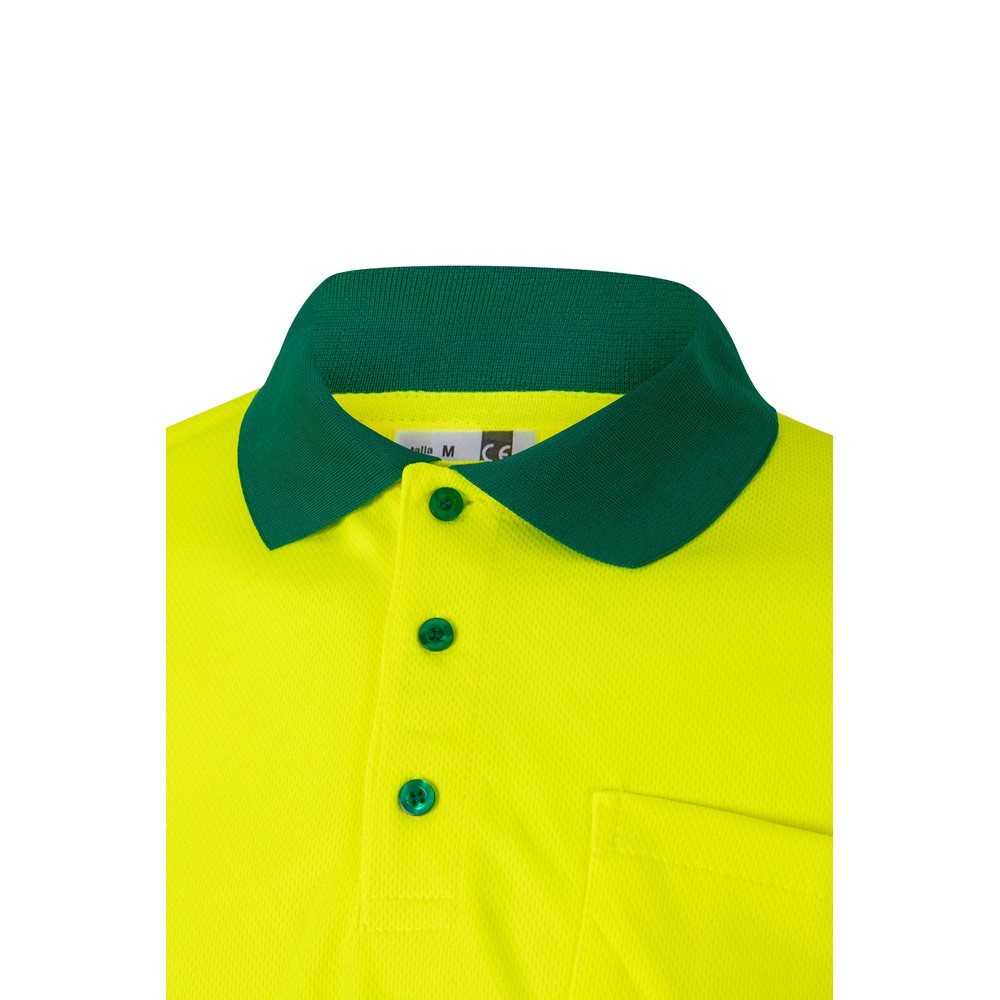 VL VULCAN. Polo bicolor ojo de pájaro (160g/m²) con manga larga, en poliéster (100%)