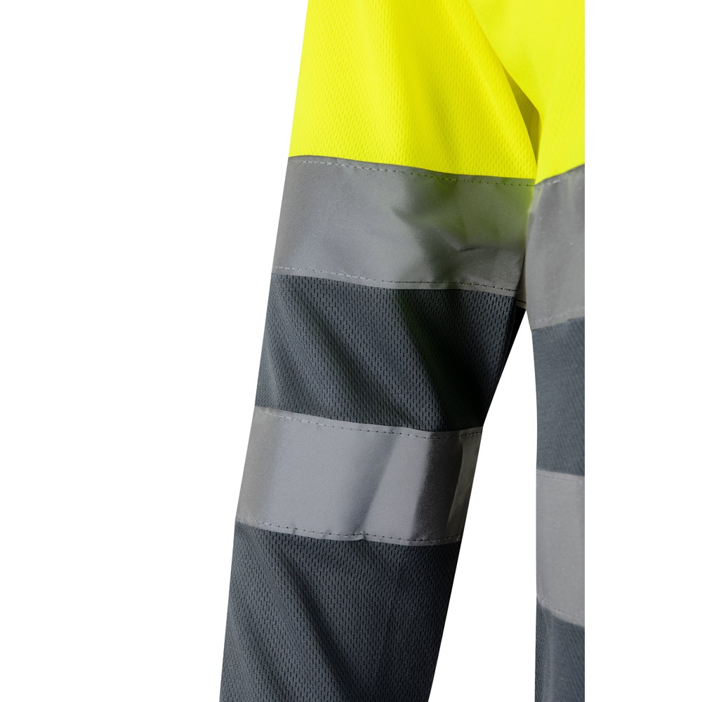 VL VULCAN. Polo bicolor ojo de pájaro (160g/m²) con manga larga, en poliéster (100%)