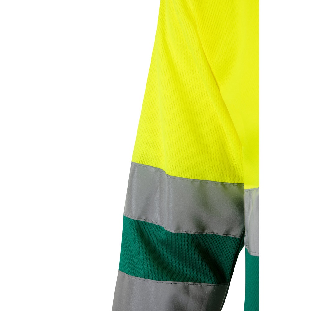 VL VULCAN. Polo bicolor ojo de pájaro (160g/m²) con manga larga, en poliéster (100%)