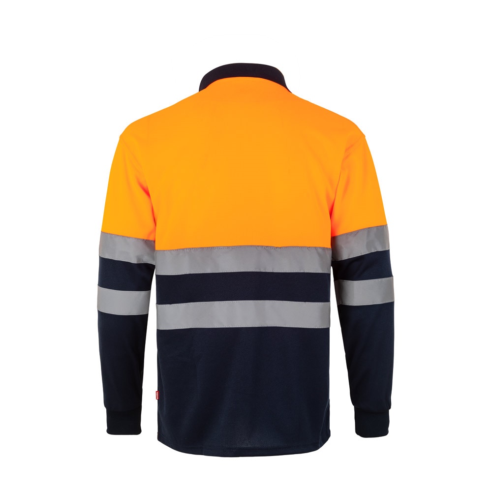 VL VULCAN. Polo bicolor ojo de pájaro (160g/m²) con manga larga, en poliéster (100%)