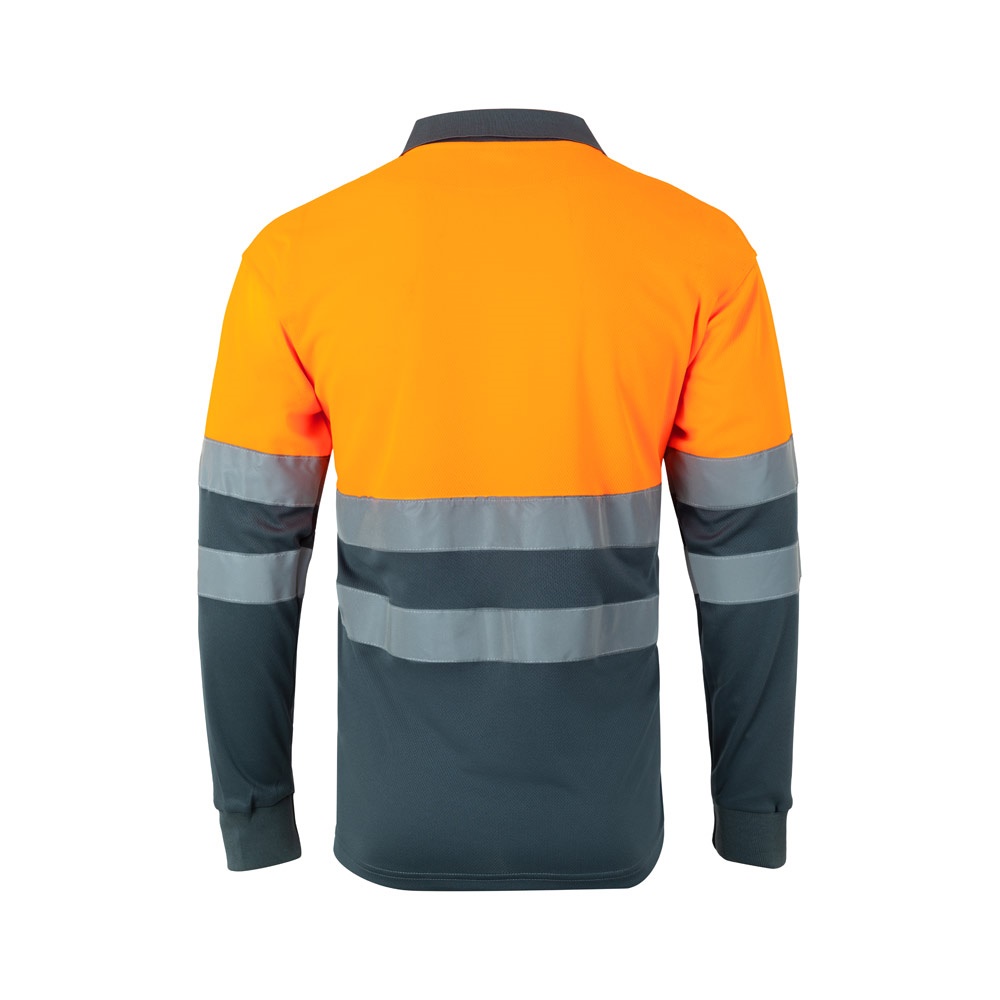 VL VULCAN. Polo bicolor ojo de pájaro (160g/m²) con manga larga, en poliéster (100%)