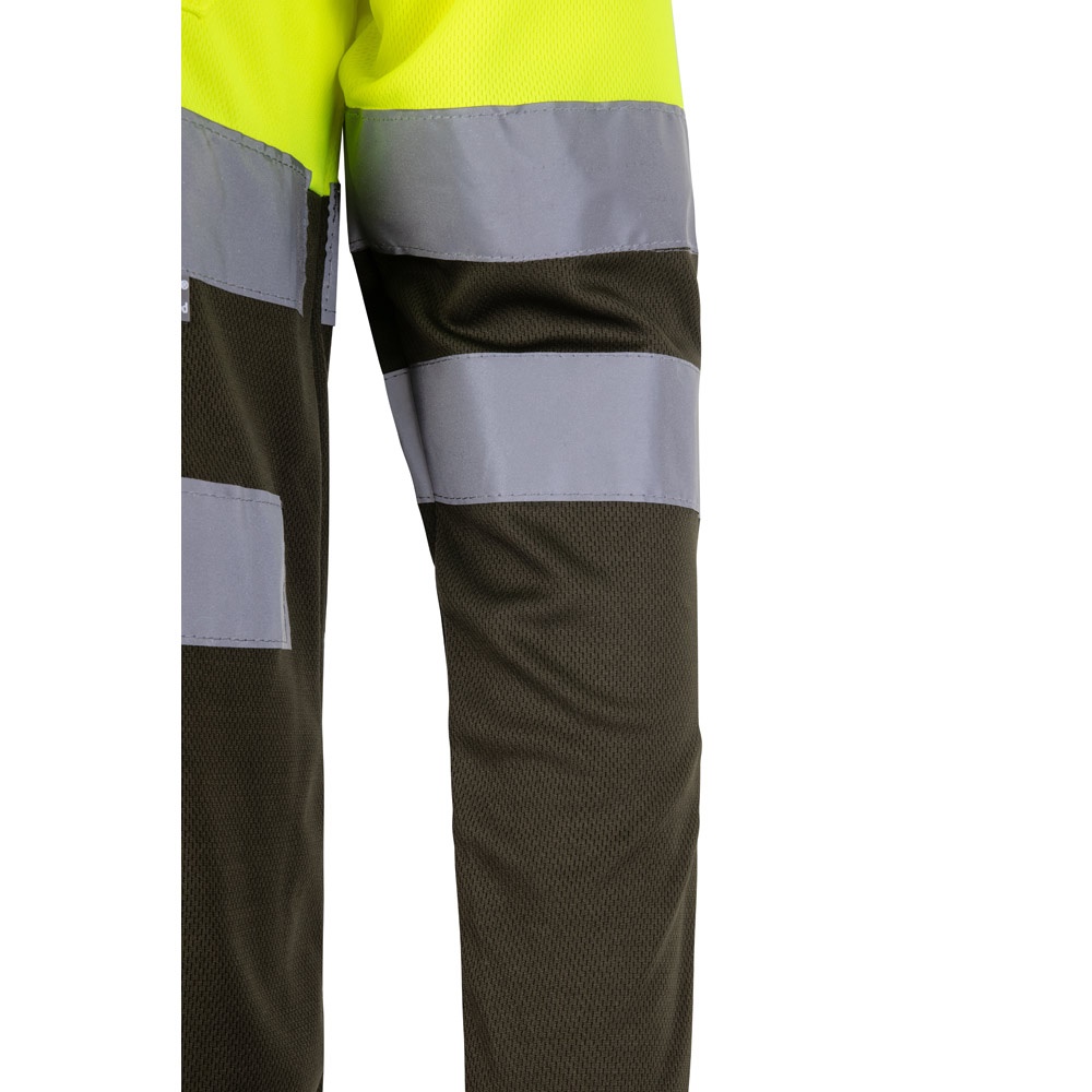 VL VULCAN. Polo bicolor ojo de pájaro (160g/m²) con manga larga, en poliéster (100%)