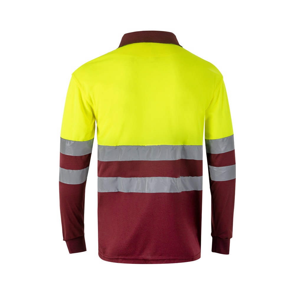 VL VULCAN. Polo bicolor ojo de pájaro (160g/m²) con manga larga, en poliéster (100%)