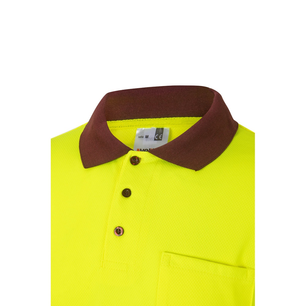 VL VULCAN. Polo bicolor ojo de pájaro (160g/m²) con manga larga, en poliéster (100%)