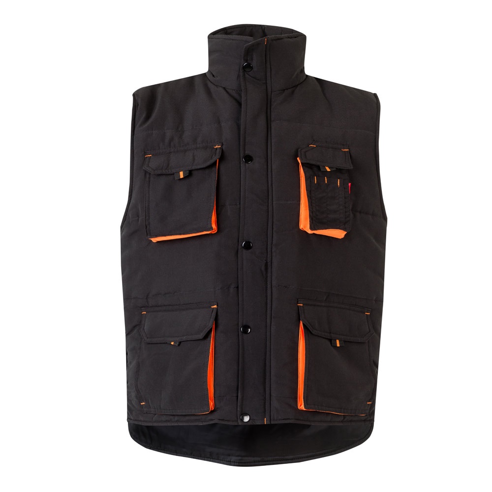 VL NERGAL. Chaleco acolchado, bicolor, multibolsillos (120g/m²), en poliéster (100%)