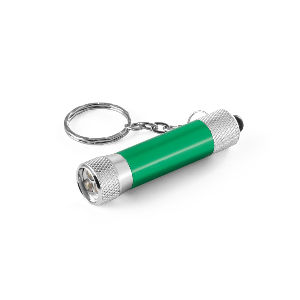 RE-LERGAN. Llavero de aluminio (92% reciclado) con linterna LED de 3 posiciones