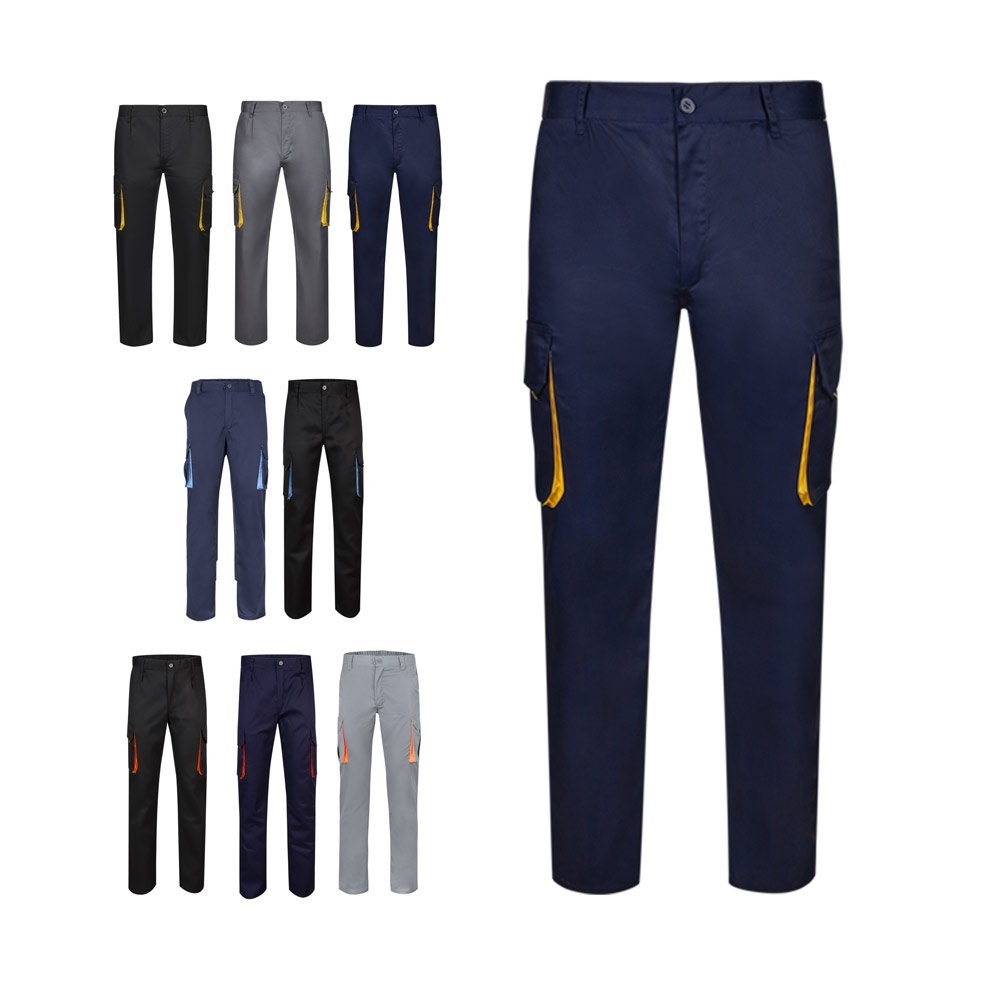VL HYPNOS. Pantalón de sarga multibolsillos bicolor (200g/m²), en algodón (35%) y poliéster (65%)