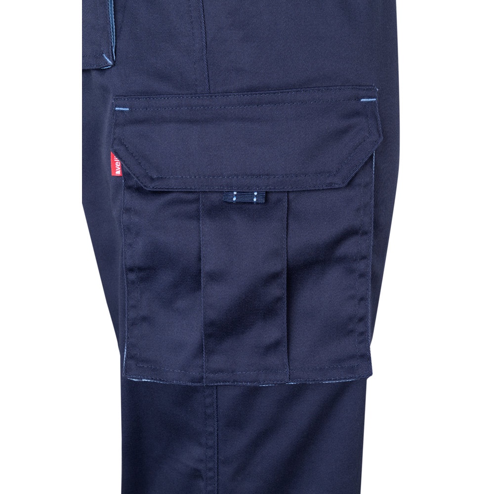 VL HYPNOS. Pantalón de sarga multibolsillos bicolor (200g/m²), en algodón (35%) y poliéster (65%)