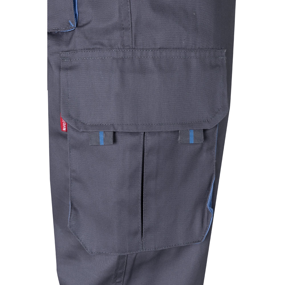 VL HYPNOS. Pantalón de sarga multibolsillos bicolor (200g/m²), en algodón (35%) y poliéster (65%)