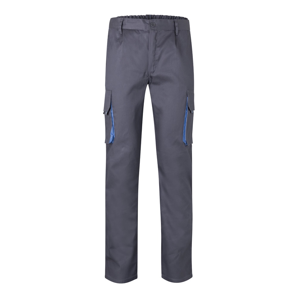 VL HYPNOS. Pantalón de sarga multibolsillos bicolor (200g/m²), en algodón (35%) y poliéster (65%)