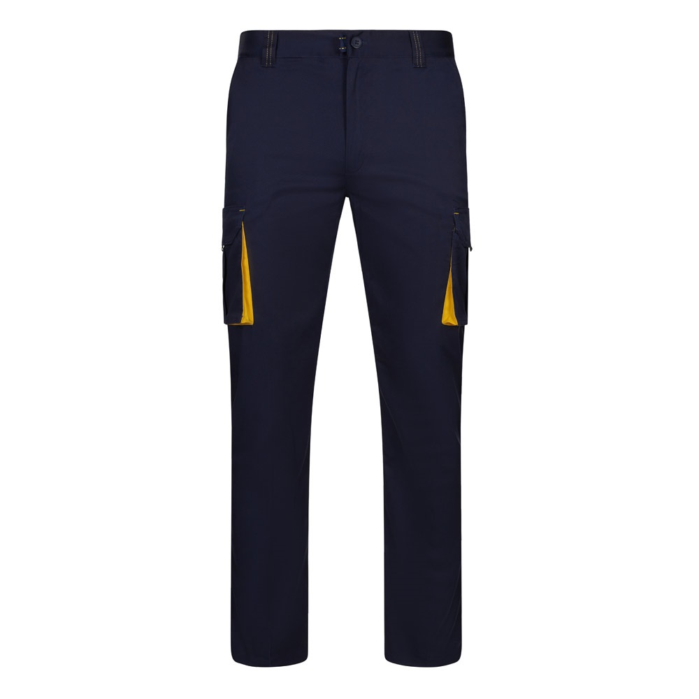 VL FIDES. Pantalón elástico bicolor multibolsillos (240g/m²), en algodón (46%), EME (38%) y poliéster (16%)
