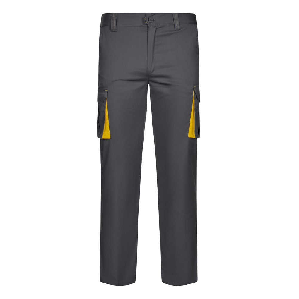 VL FIDES. Pantalón elástico bicolor multibolsillos (240g/m²), en algodón (46%), EME (38%) y poliéster (16%)