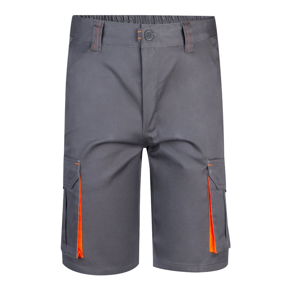 VL HEMERA. Bermudas elásticas bicolor y multibolsillos (240 g/m²), en algodón (46%), EME (38%) y poliéster (16%)