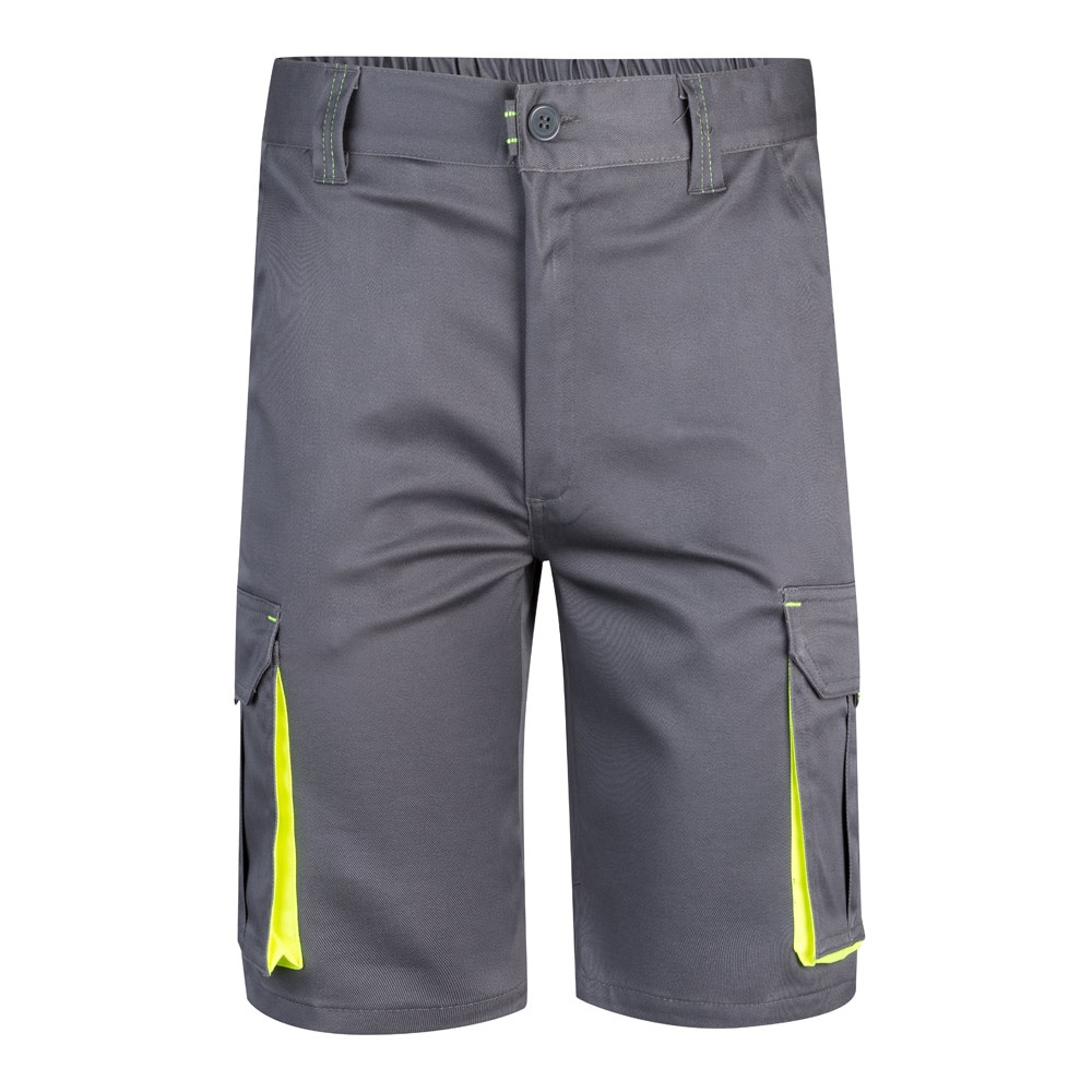 VL HEMERA. Bermudas elásticas bicolor y multibolsillos (240 g/m²), en algodón (46%), EME (38%) y poliéster (16%)