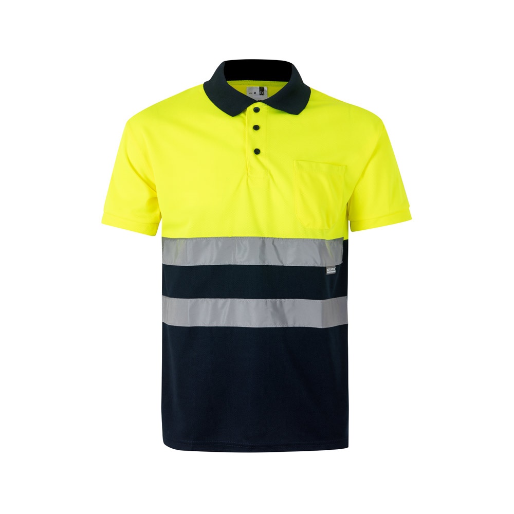 VL CUPID. Polo bicolor ojo de pájaro (160g/m²) con manga corta, en poliéster (100%)