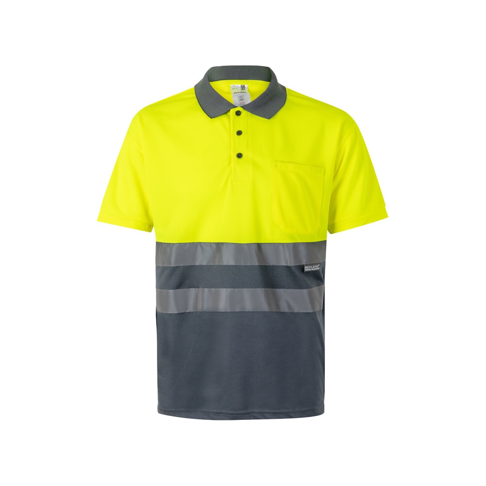 VL CUPID. Polo bicolor ojo de pájaro (160g/m²) con manga corta, en poliéster (100%)